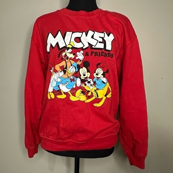 Mickey & Friends disney red crewneck sweatshirt size small GD - Picture 1 of 4